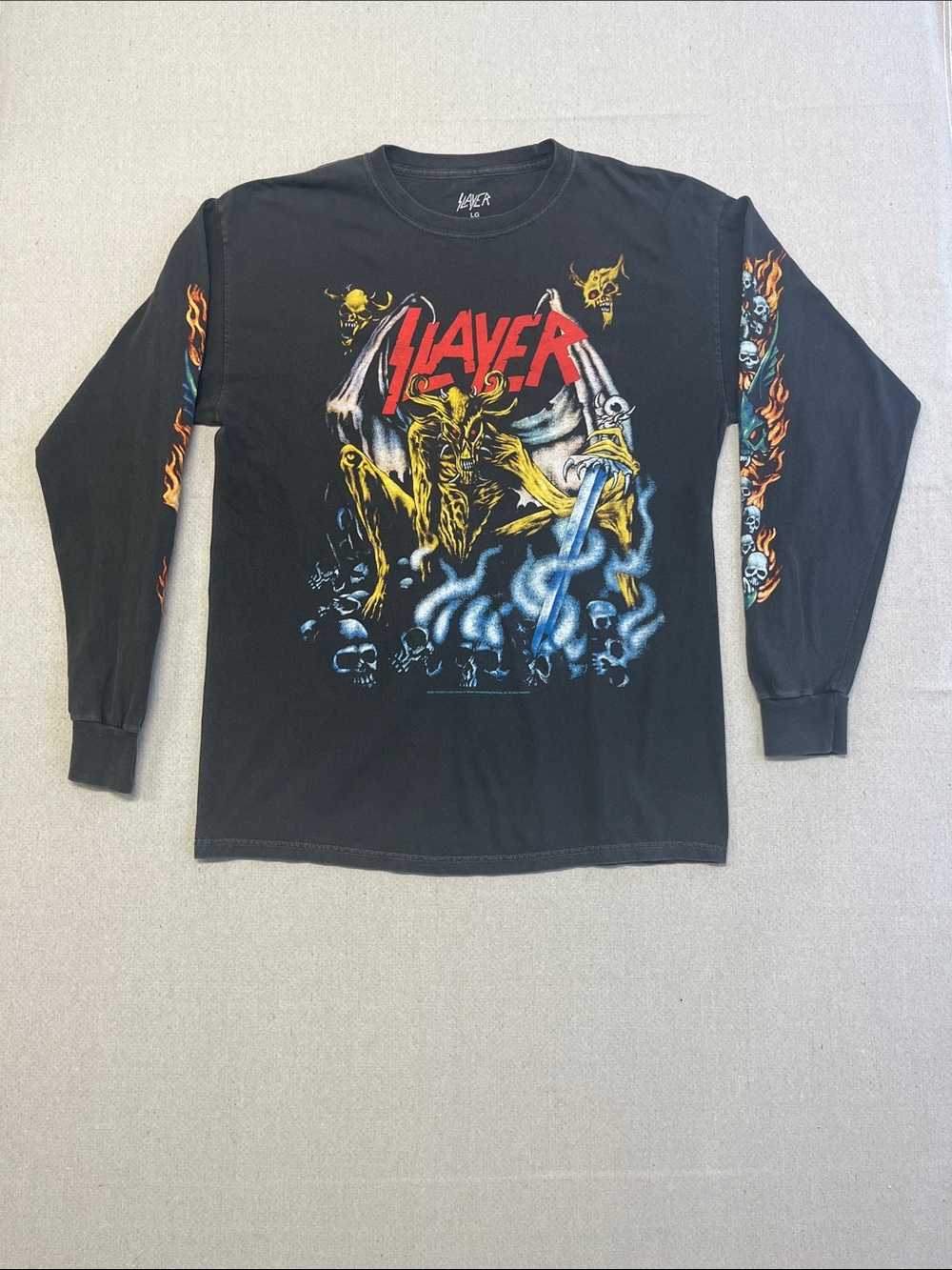 Slayer Vintage 2021 Demon Graphic Long Sleeve Band Tee Black Large